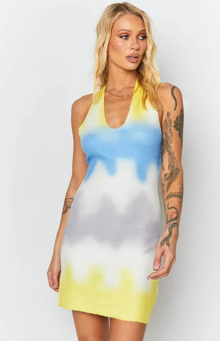 Graffiti Halter Mini Dress Yellow sold by Beginning Boutique product image thumbnail 5