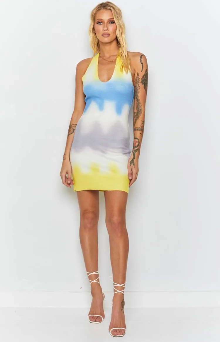 Graffiti Halter Mini Dress Yellow sold by Beginning Boutique product image thumbnail 4