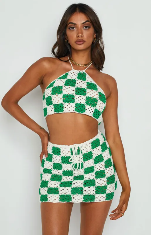 Natasha Green Check Crop Top sold by Beginning Boutique