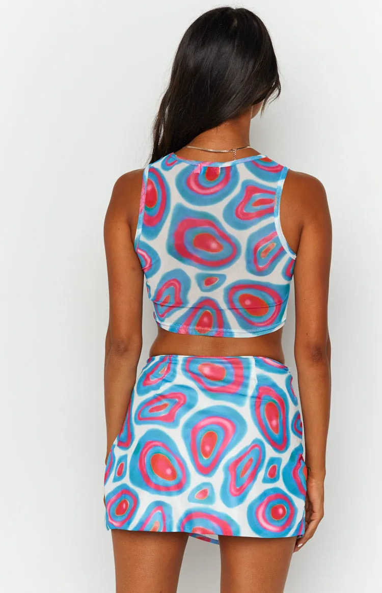 Nora Blue Print Mini Skirt sold by Beginning Boutique product image thumbnail 5