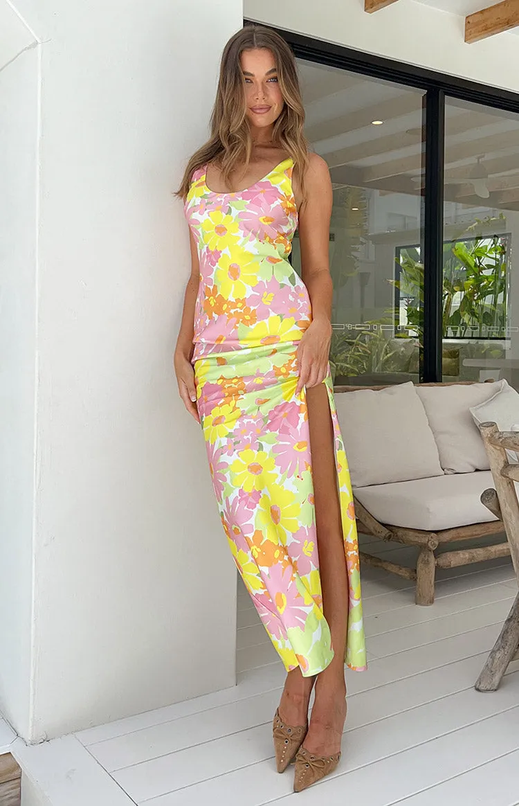 Jovie Yellow Floral Maxi Dress sold by Beginning Boutique