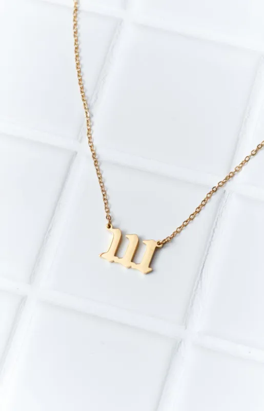 111 Gold Angel Number Necklace made by Beginning Boutique