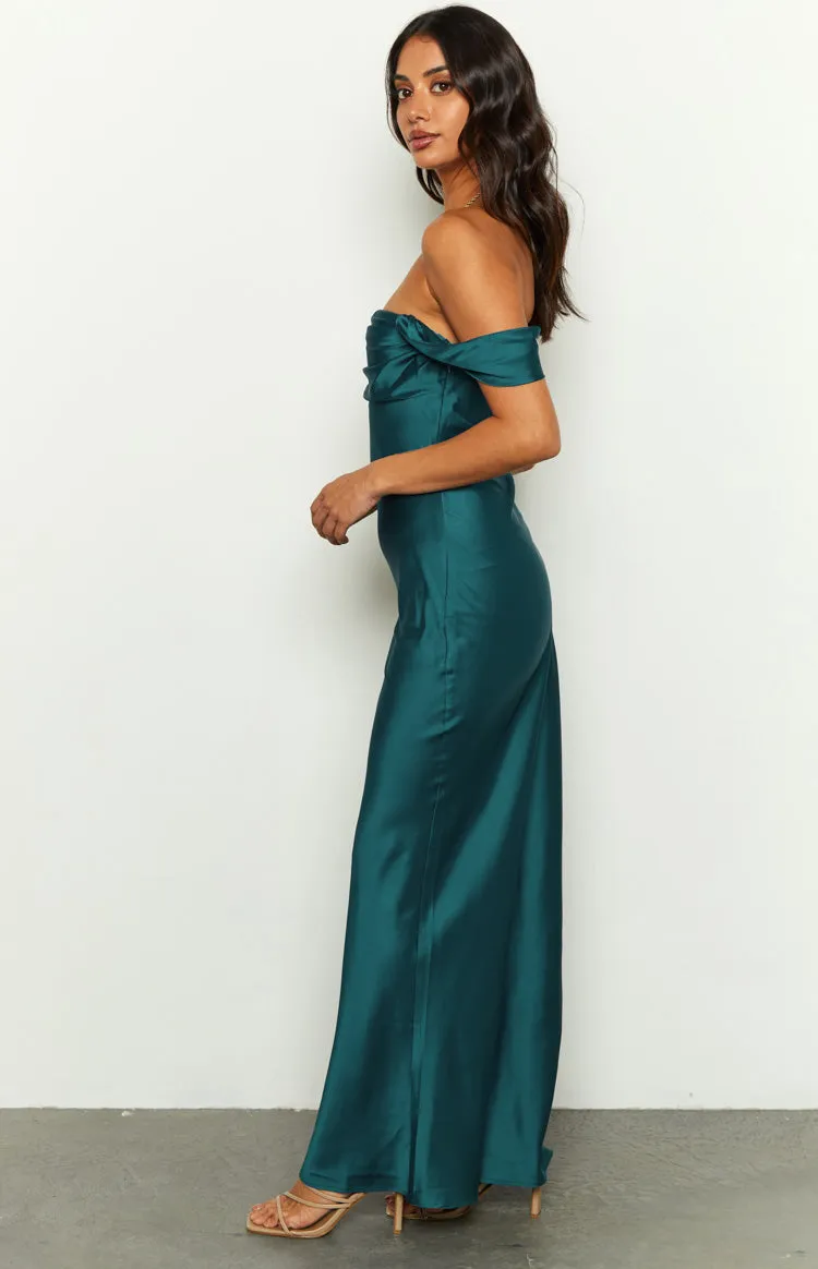 Ella Teal Off Shoulder Formal Maxi Dress sold by Beginning Boutique product image thumbnail 4