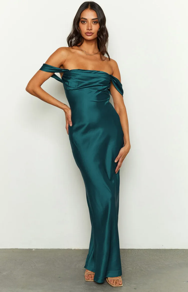 Ella Teal Off Shoulder Formal Maxi Dress sold by Beginning Boutique product image thumbnail 3