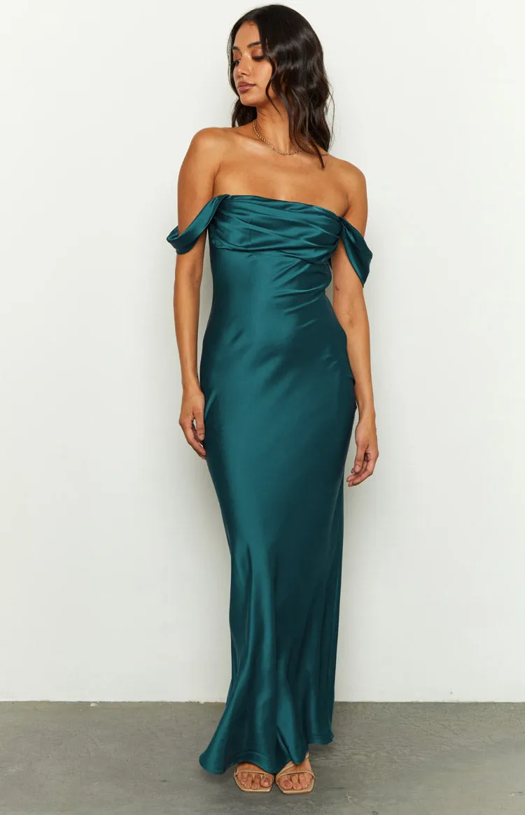 Ella Teal Off Shoulder Formal Maxi Dress sold by Beginning Boutique product image thumbnail 2
