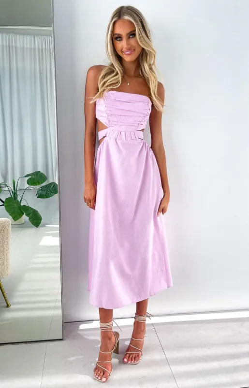 Bronte Pink Midi Dress sold by Beginning Boutique