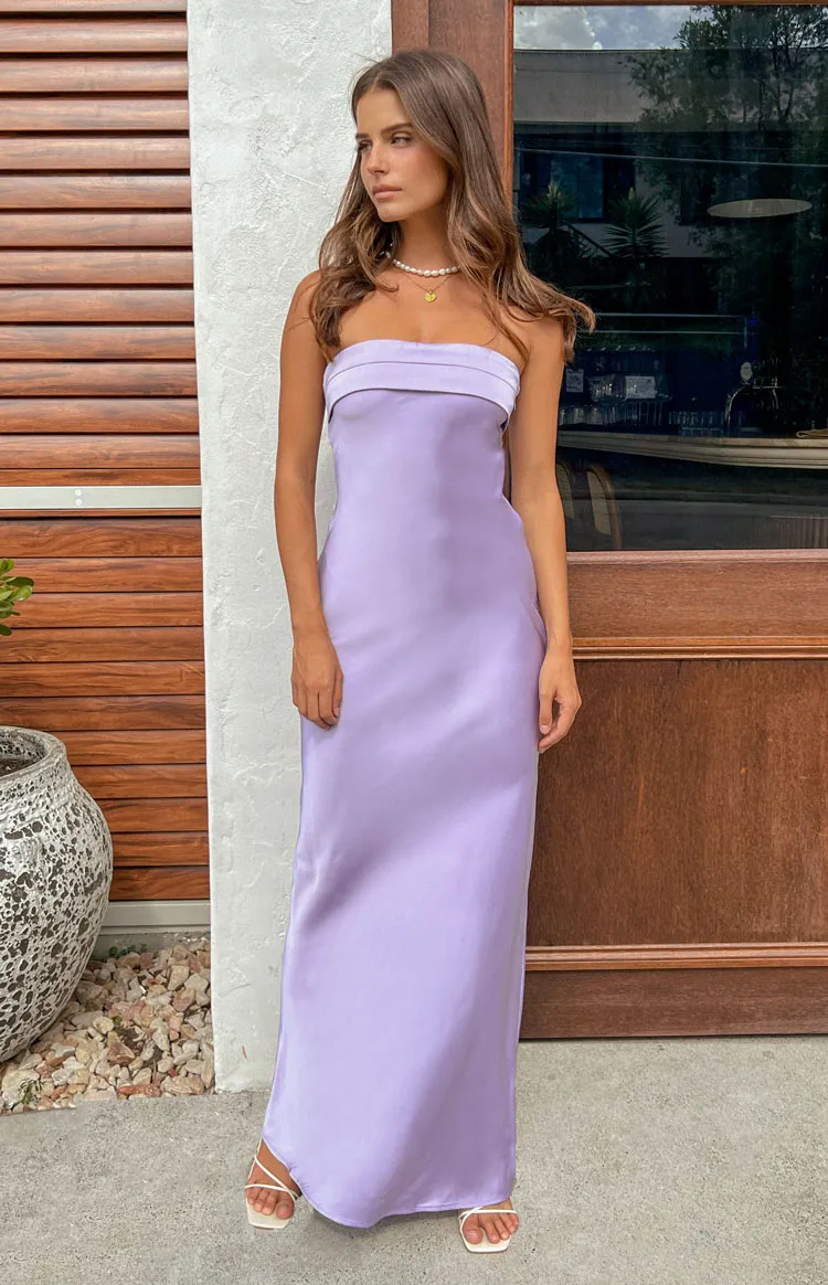 Maiah Lilac Maxi Dress sold by Beginning Boutique