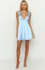 Shimma Blue Satin Mini Dress sold by Beginning Boutique