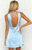 Shimma Blue Satin Mini Dress sold by Beginning Boutique