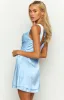 Shimma Blue Satin Mini Dress sold by Beginning Boutique