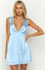 Shimma Blue Satin Mini Dress sold by Beginning Boutique