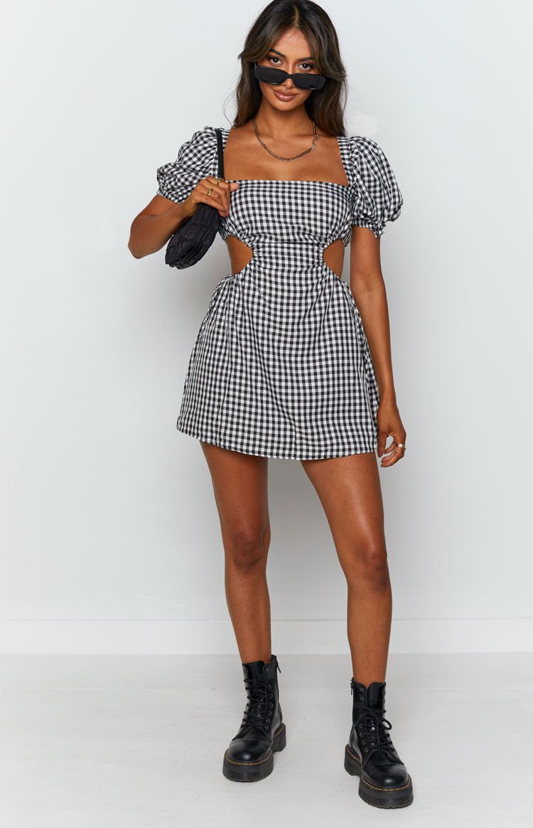 Penelope Mini Dress Mono Gingham sold by Beginning Boutique product image thumbnail 4