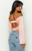 Darcie Pink Satin Long Sleeve Top sold by Beginning Boutique