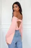 Darcie Pink Satin Long Sleeve Top sold by Beginning Boutique