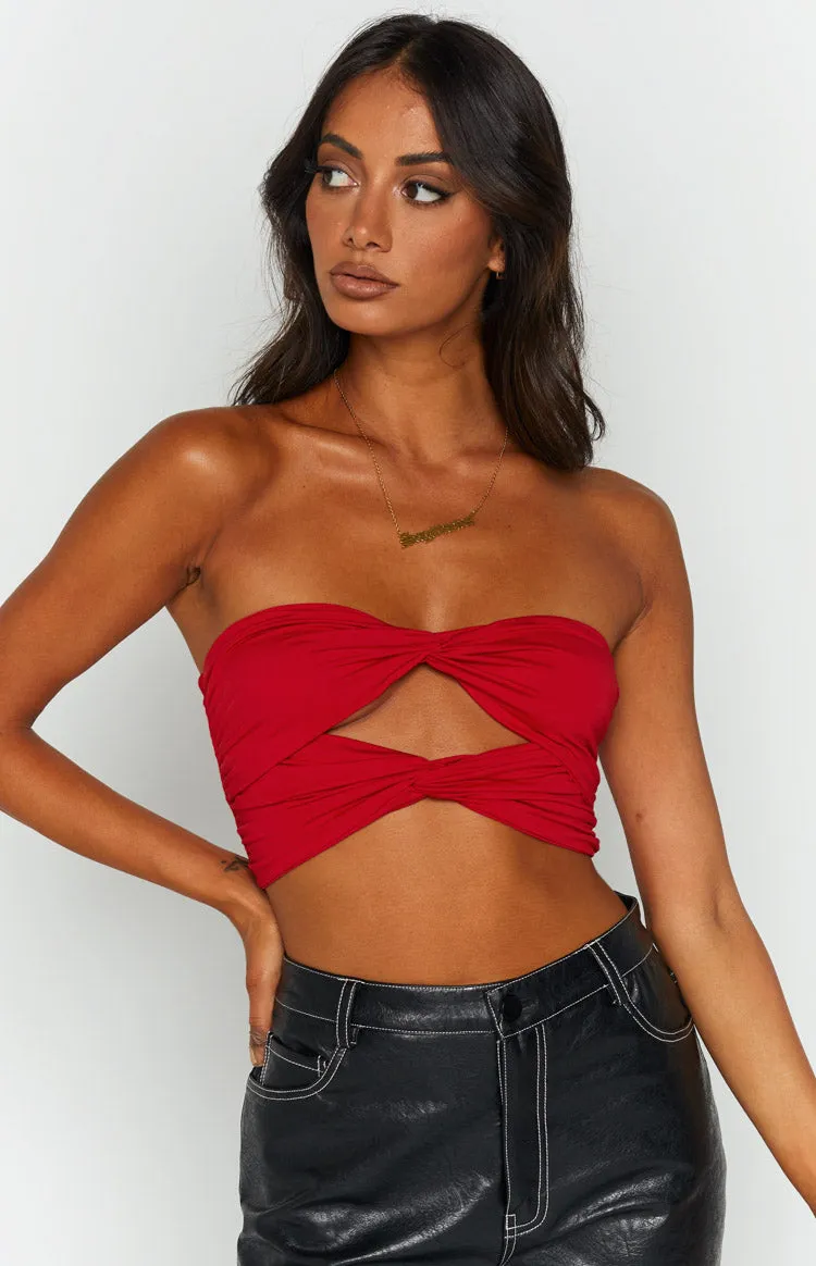 Havannah Red Bandeau Top sold by Beginning Boutique
