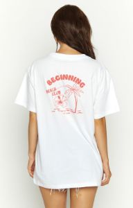 Beach Club White Print Oversized Tee sold by Beginning Boutique