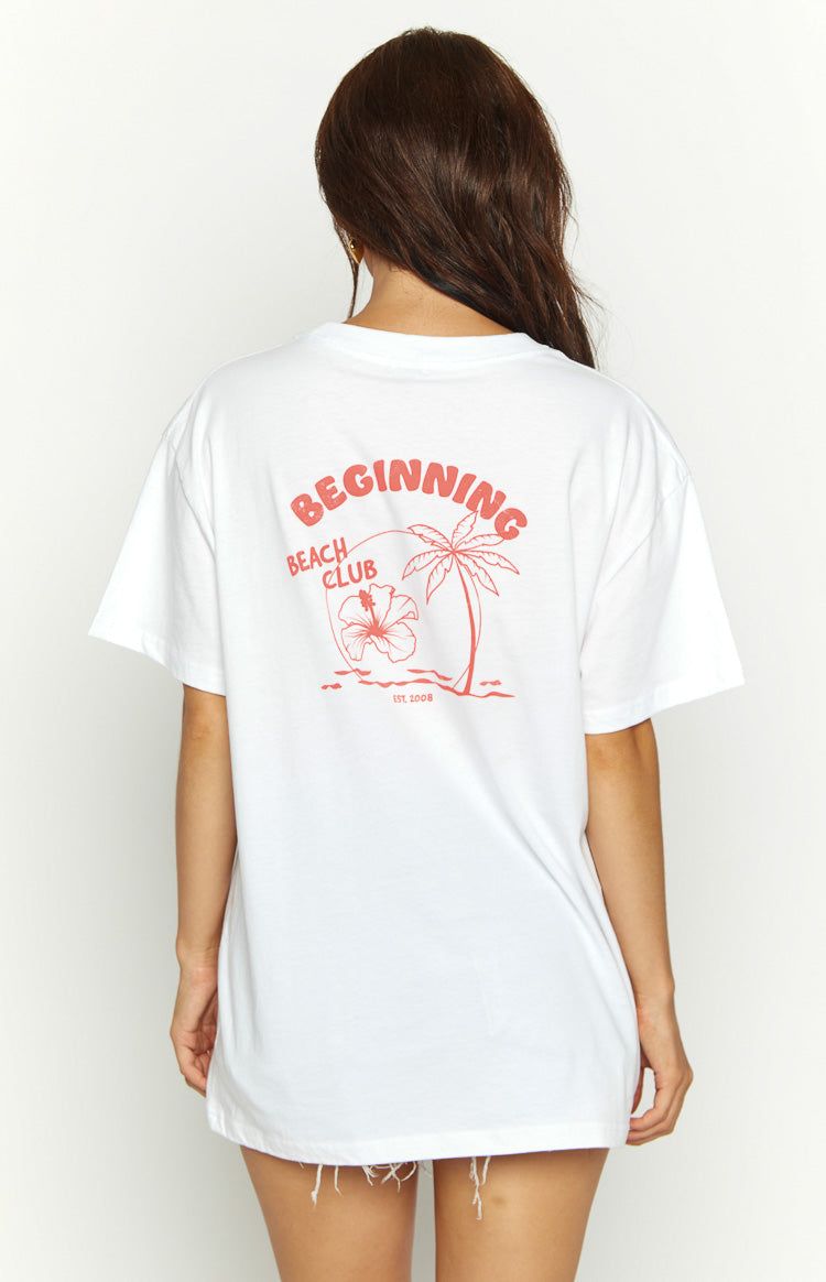 Beach Club White Print Oversized Tee sold by Beginning Boutique product image thumbnail 6