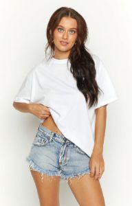 Beach Club White Print Oversized Tee sold by Beginning Boutique