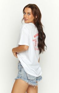 Beach Club White Print Oversized Tee sold by Beginning Boutique