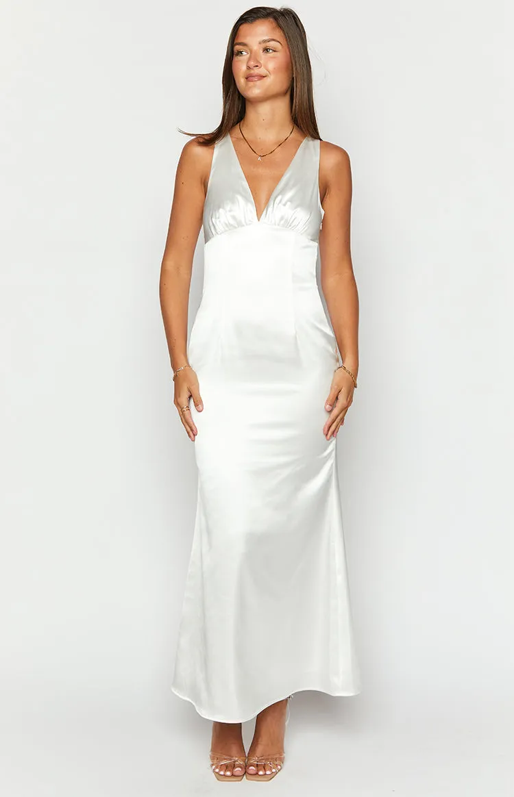 Clara White Maxi Dress sold by Beginning Boutique