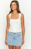 Sian White Lace Up Top sold by Beginning Boutique
