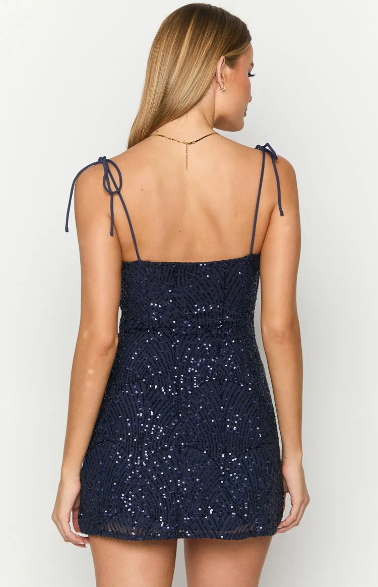 Penny Lane Navy Sequin Mini Dress sold by Beginning Boutique product image thumbnail 5