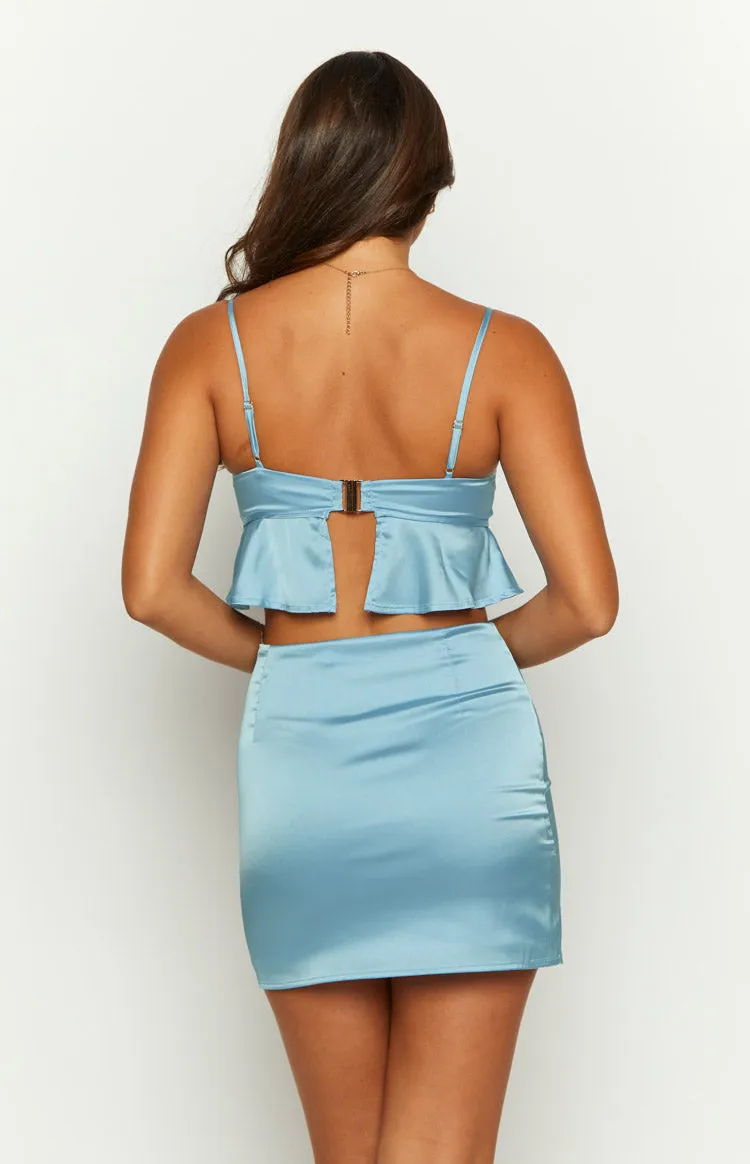 Rachel Blue Mini Skirt sold by Beginning Boutique product image thumbnail 4