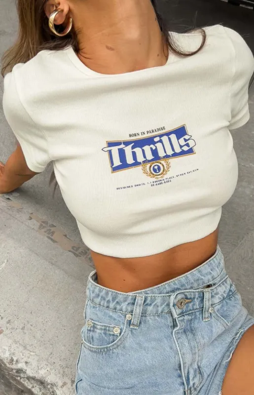 Thrills King Of Thrills Dirty White Baby Crop Tee sold by Beginning Boutique