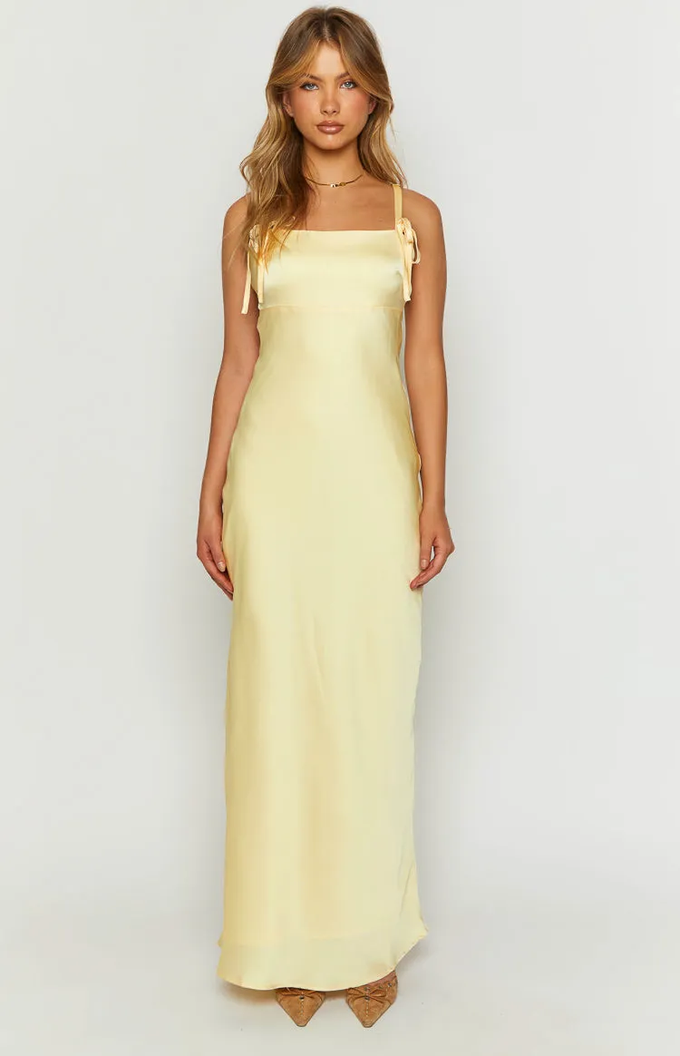 Zya Yellow Satin Maxi Dress sold by Beginning Boutique product image thumbnail 2