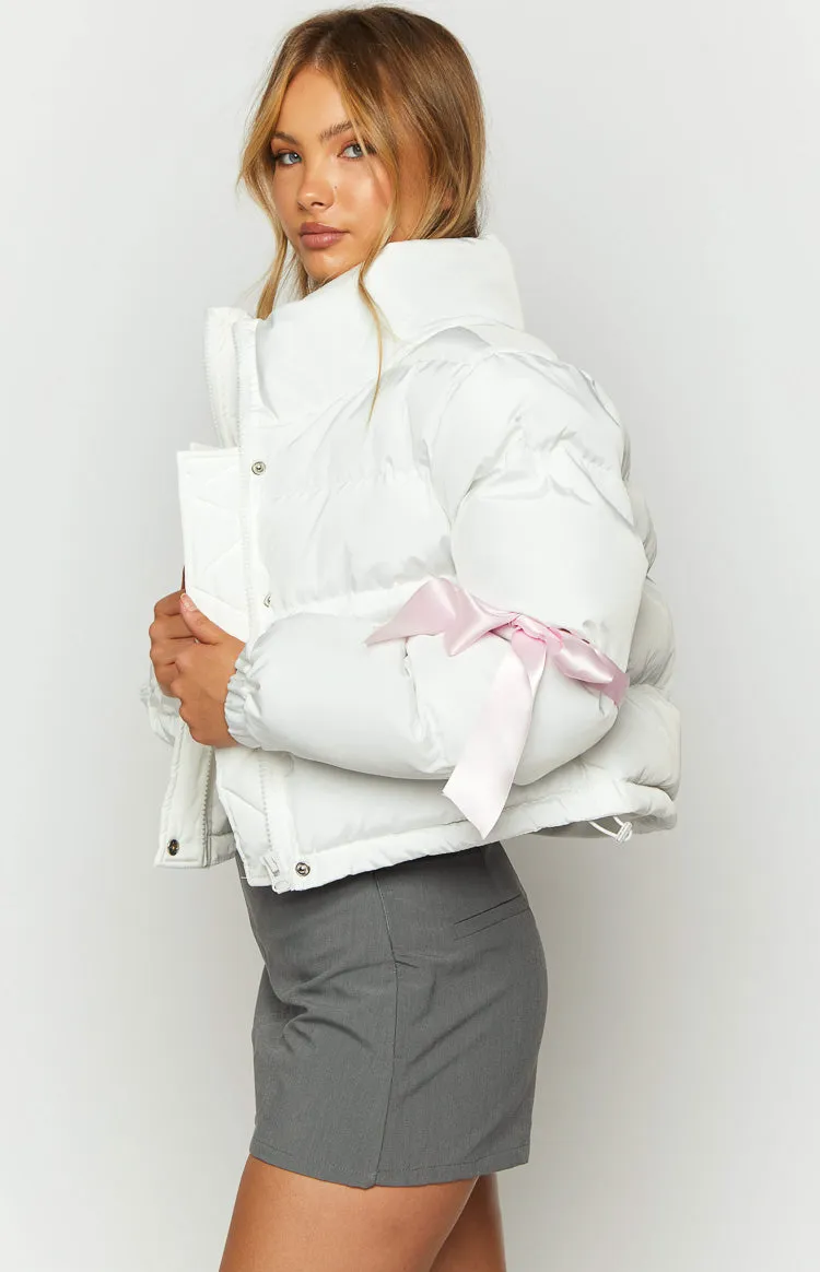 Polar White Bow Puffer Jacket sold by Beginning Boutique product image thumbnail 4