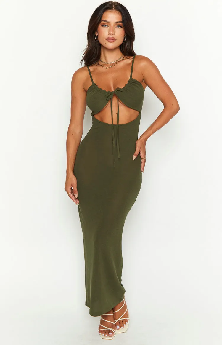 Kait Khaki Midi Dress sold by Beginning Boutique product image thumbnail 4