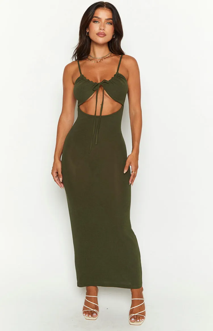 Kait Khaki Midi Dress sold by Beginning Boutique product image thumbnail 5