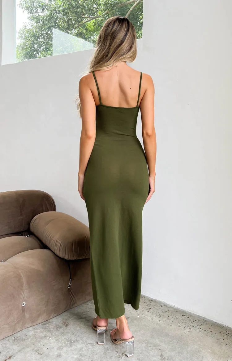 Kait Khaki Midi Dress sold by Beginning Boutique product image thumbnail 3