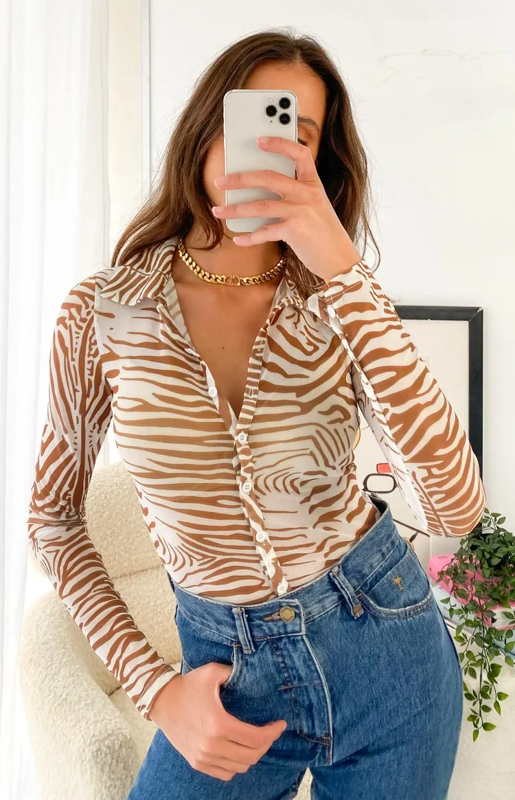 Lioness Collins Mesh Top Brown sold by Beginning Boutique product image thumbnail 3