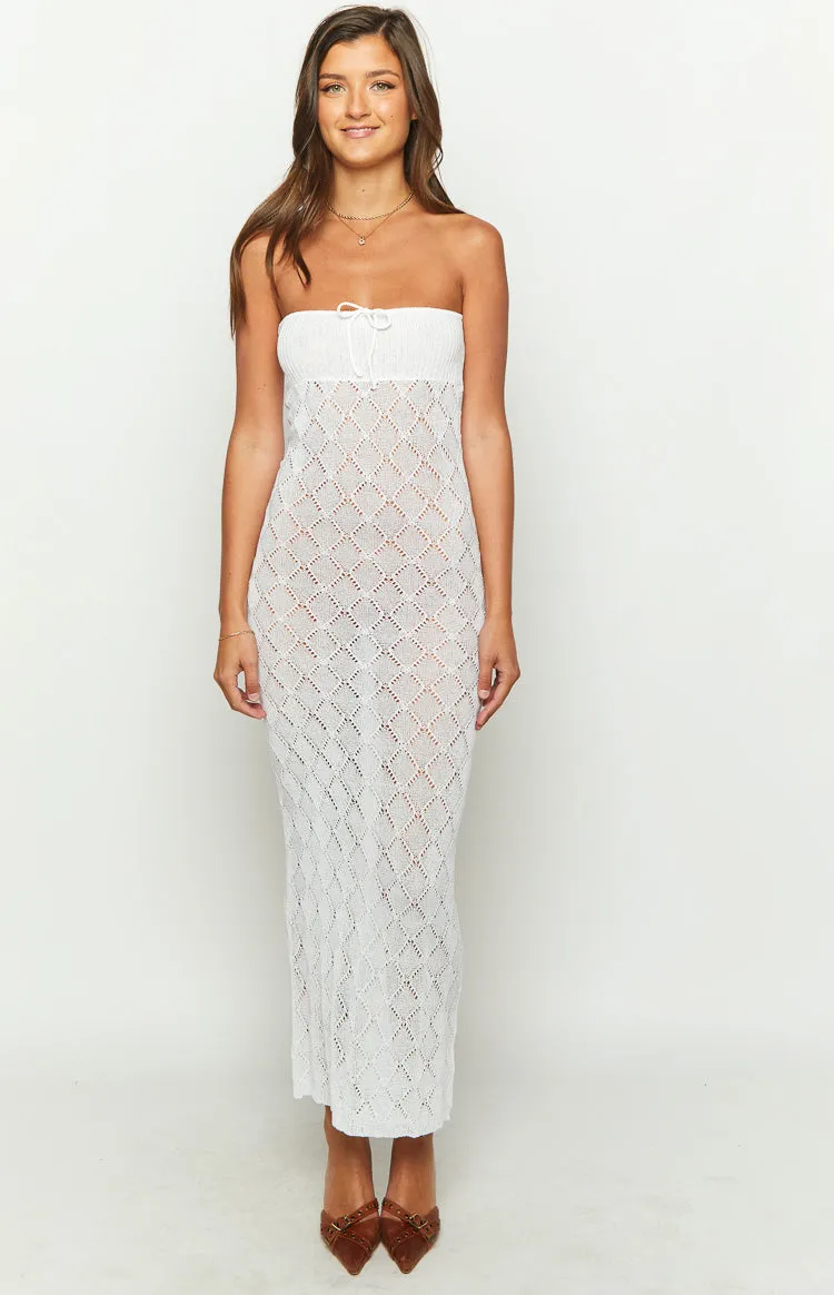 Halina White Knit Strapless Maxi Dress sold by Beginning Boutique product image thumbnail 2