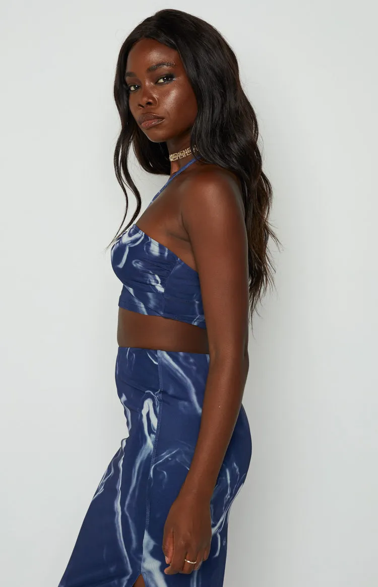 Brianna Navy Mesh Crop Top sold by Beginning Boutique product image thumbnail 4