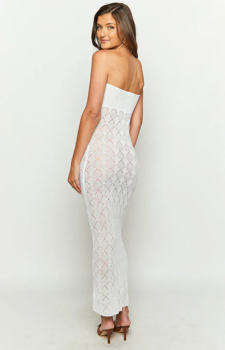 Halina White Knit Strapless Maxi Dress sold by Beginning Boutique product image thumbnail 4