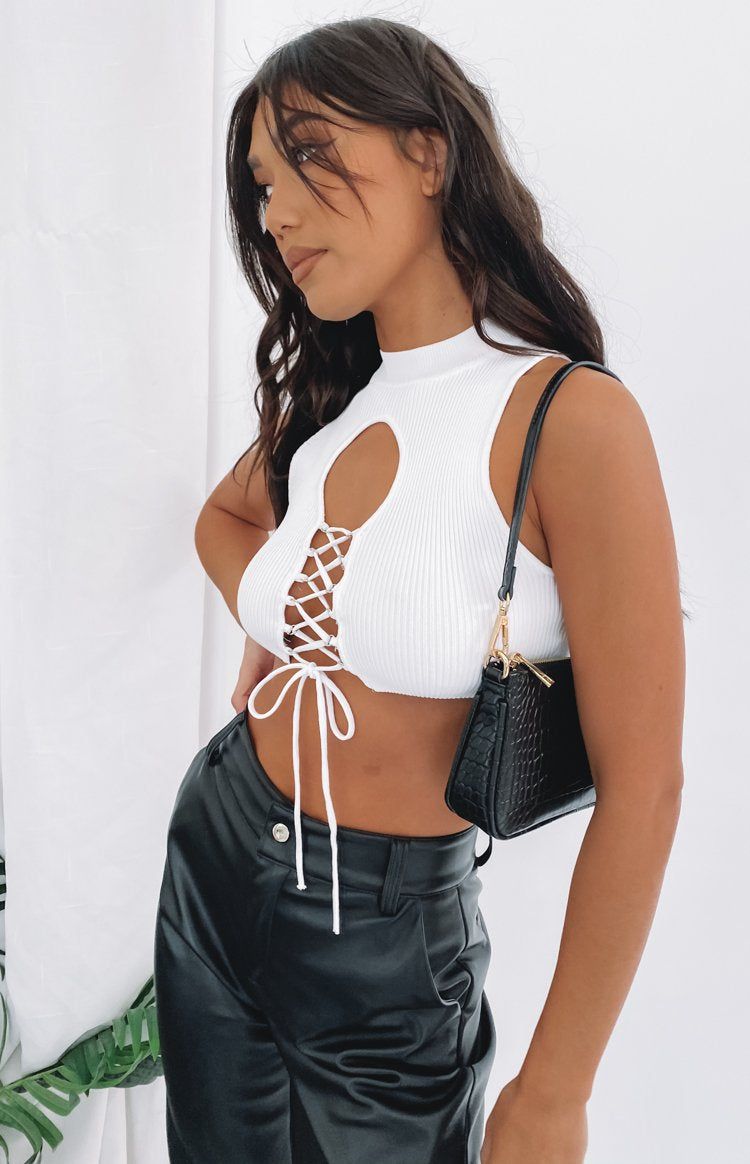 Naida Tie Up Top White sold by Beginning Boutique product image thumbnail 8