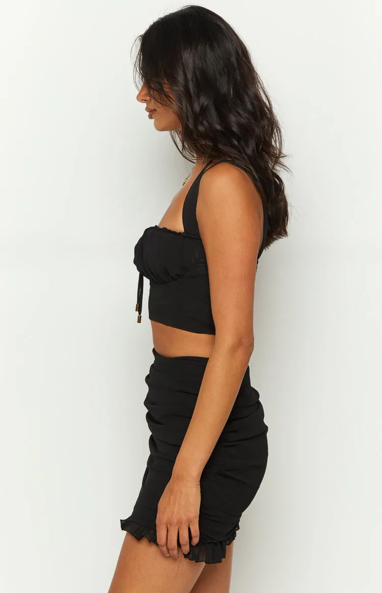 Petal Black Halter Crop Top sold by Beginning Boutique product image thumbnail 4