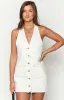 Corbin White Denim Halter Neck Mini Dress sold by Beginning Boutique