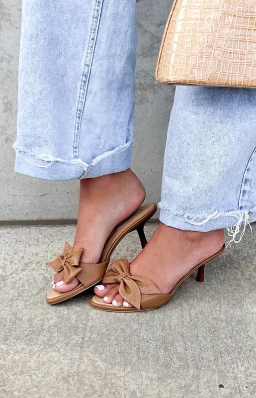 Tony Bianco Dakota Tan Nappa Heels sold by Beginning Boutique