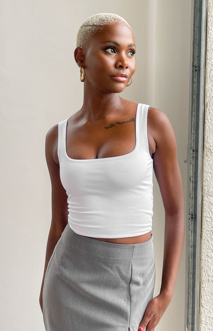 Wrenley White Tank Crop Top sold by Beginning Boutique product image thumbnail 5