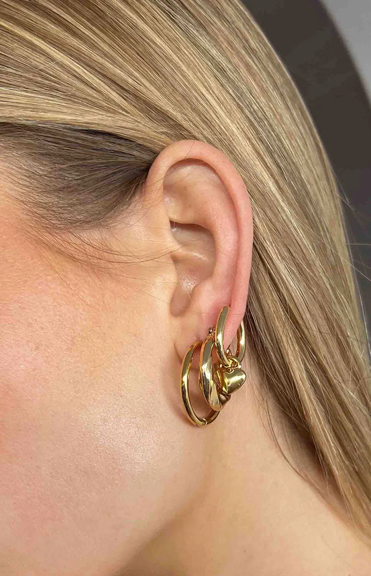 Harpie Gold Hoop Earrings 3 Pack sold by Beginning Boutique