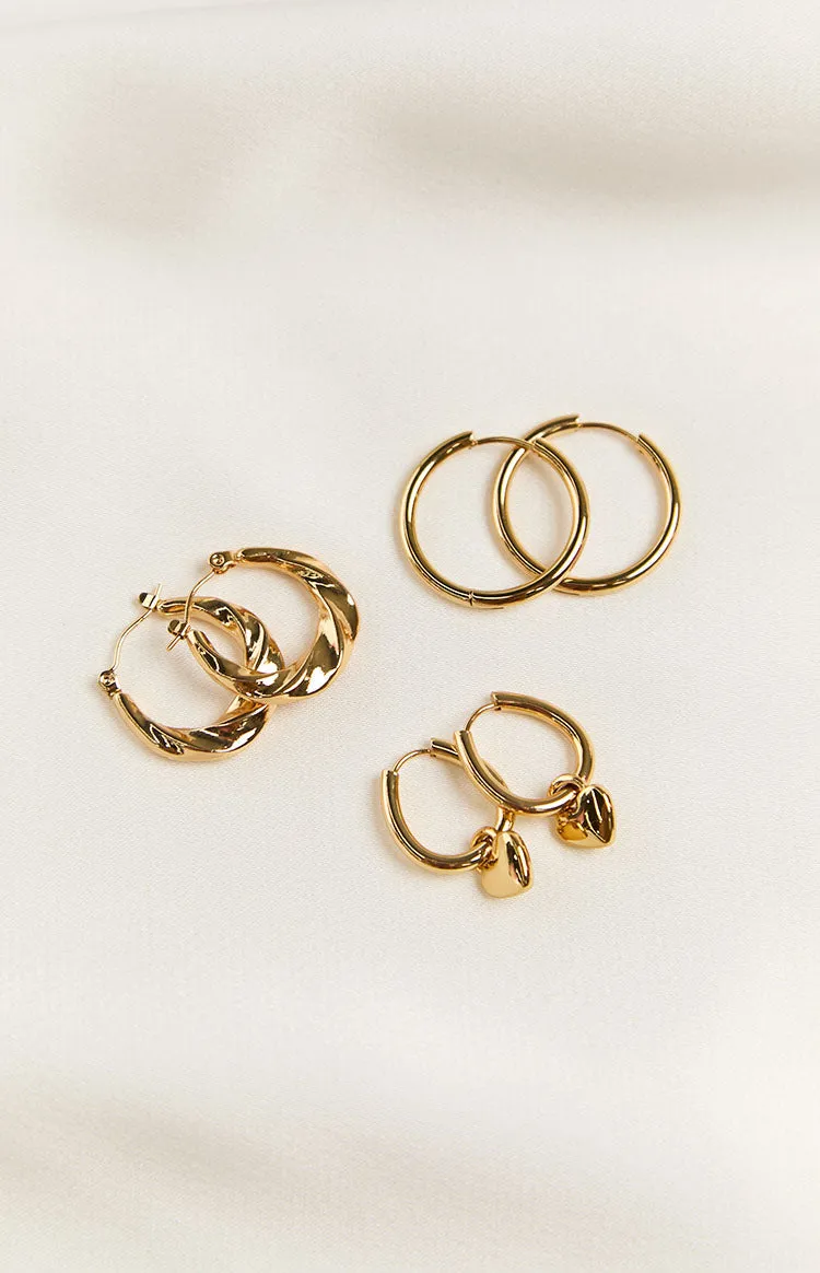 Harpie Gold Hoop Earrings 3 Pack sold by Beginning Boutique product image thumbnail 3