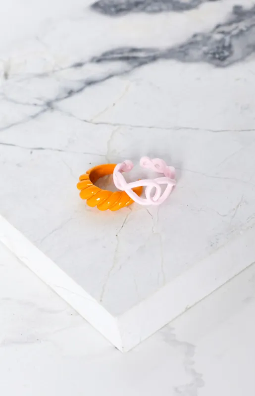 Eclat Baguette & Roped up ring set sold by Beginning Boutique