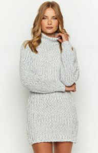 Xanthi Grey Roll Neck Sweater Mini Dress sold by Beginning Boutique