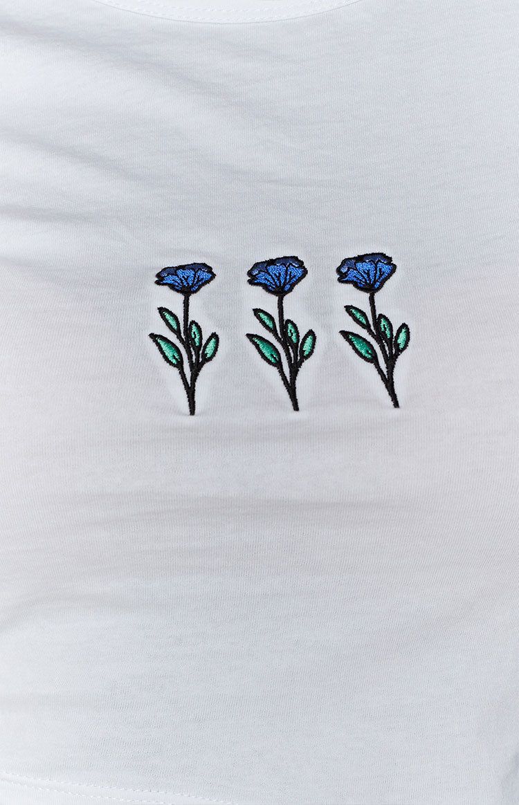 Three Flower Crop Tee White sold by Beginning Boutique product image thumbnail 10