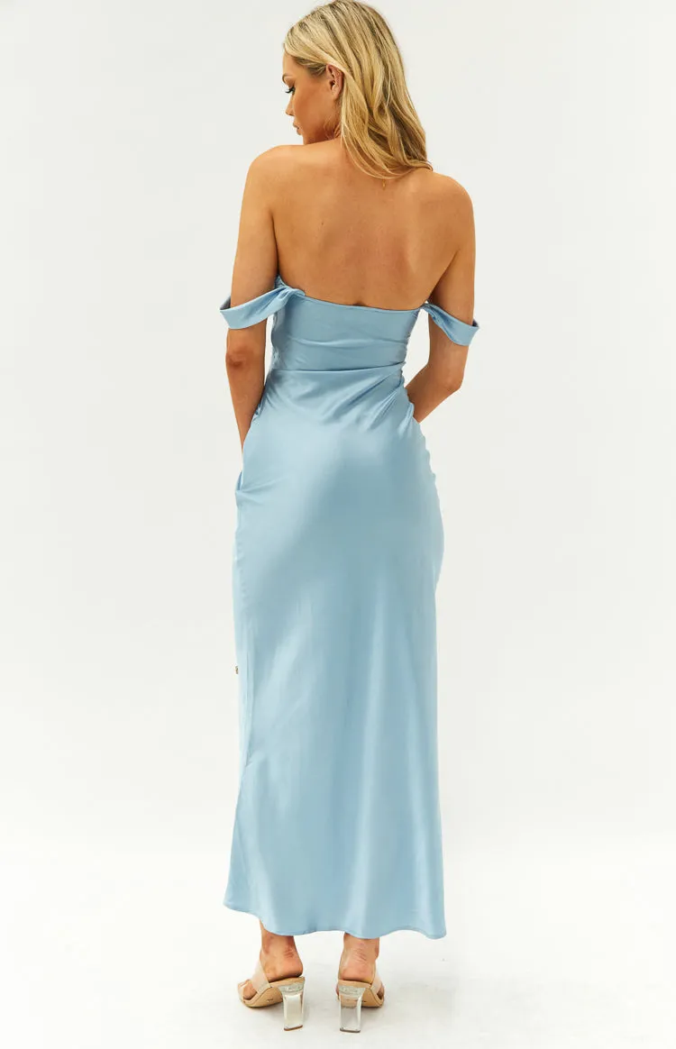 Ella Light Blue Off Shoulder Formal Dress sold by Beginning Boutique product image thumbnail 5