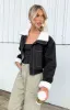 Indy Black Denim Sherpa Jacket sold by Beginning Boutique