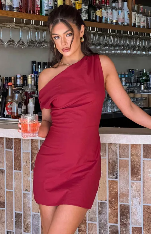 Lucas Burgundy Mini Dress sold by Beginning Boutique